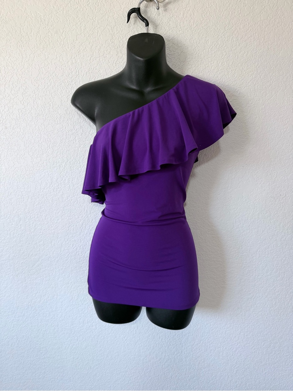 INC International Concepts One-Shoulder Ruffle Dress in Purple